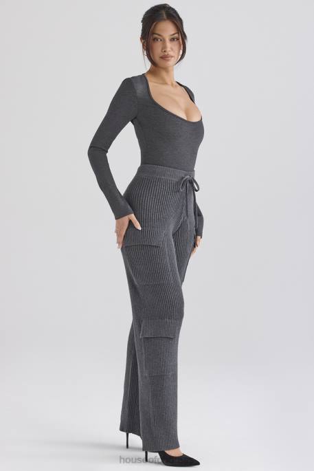 House of CB Tea Charcoal Knitted Utility Trousers Clothing 4H6N878