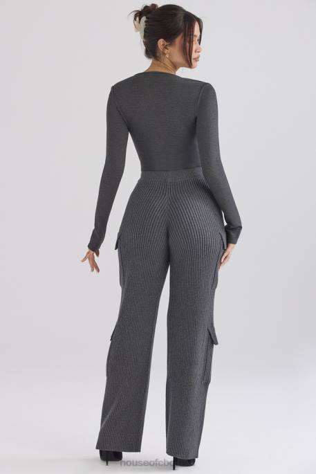 House of CB Tea Charcoal Knitted Utility Trousers Clothing 4H6N878