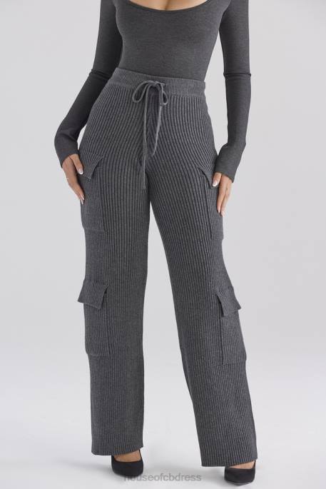 House of CB Tea Charcoal Knitted Utility Trousers Clothing 4H6N878
