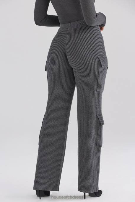 House of CB Tea Charcoal Knitted Utility Trousers Clothing 4H6N878