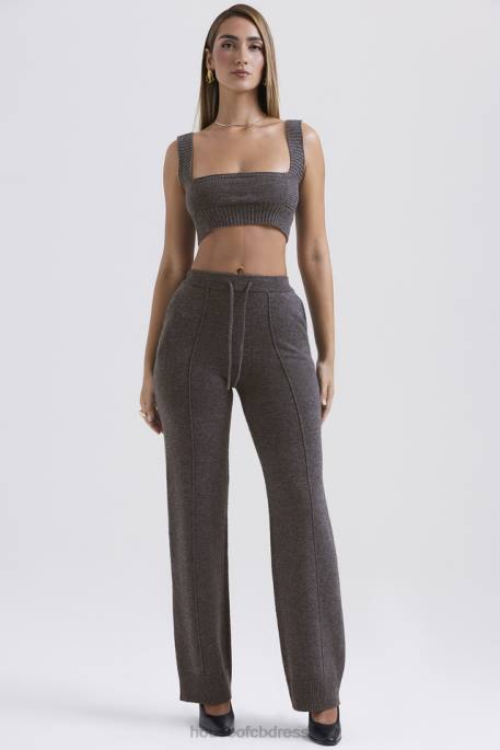 House of CB Yalina Charcoal Cashmere Blend Trousers Clothing 4H6N825