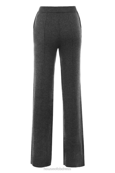 House of CB Yalina Charcoal Cashmere Blend Trousers Clothing 4H6N825