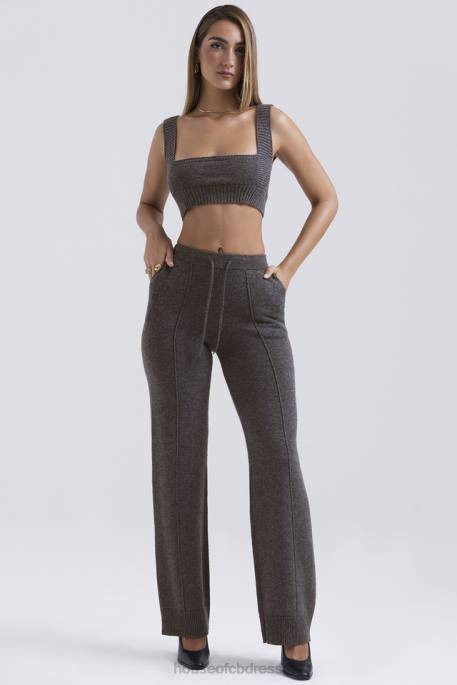 House of CB Yalina Charcoal Cashmere Blend Trousers Clothing 4H6N825
