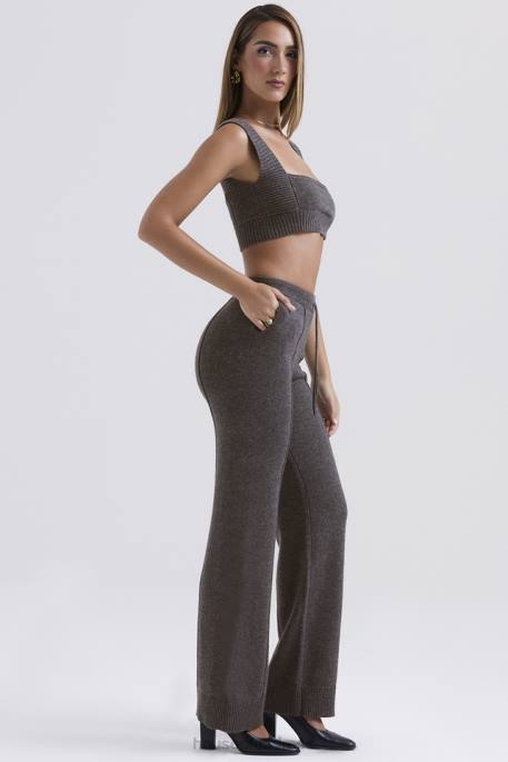 House of CB Yalina Charcoal Cashmere Blend Trousers Clothing 4H6N825