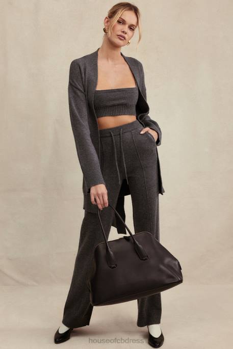 House of CB Yalina Charcoal Cashmere Blend Trousers Clothing 4H6N825