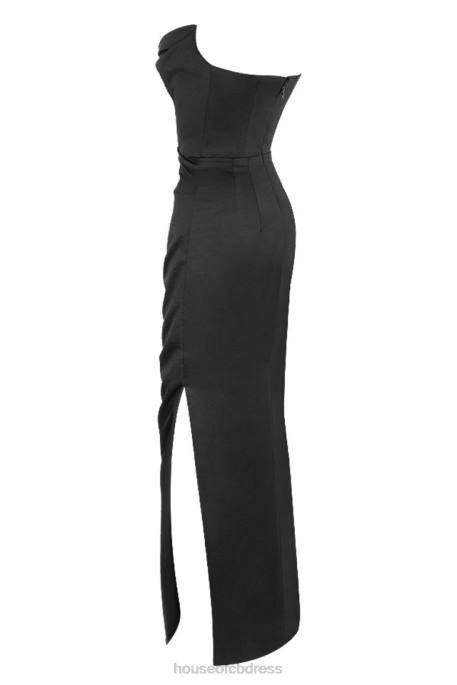 House of CB Adrienne Black Satin Strapless Corset Maxi Clothing 4H6N588