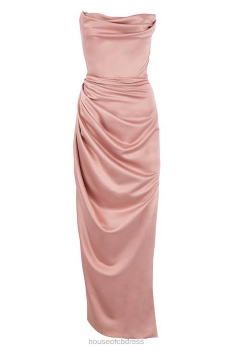 House of CB Adrienne Blush Satin Strapless Gown Clothing 4H6N629