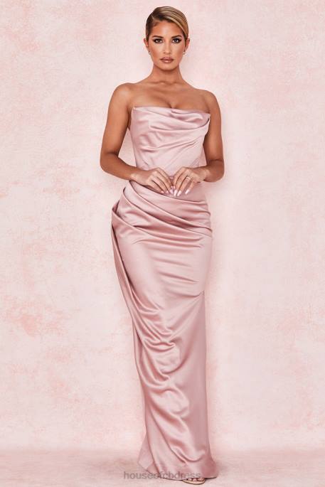House of CB Adrienne Blush Satin Strapless Gown Clothing 4H6N629
