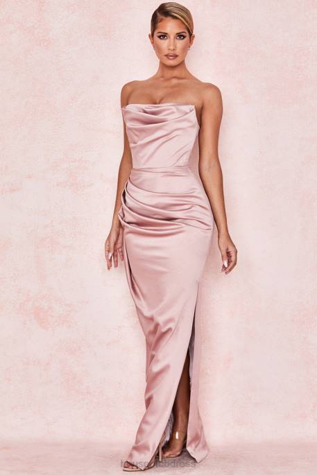 House of CB Adrienne Blush Satin Strapless Gown Clothing 4H6N629