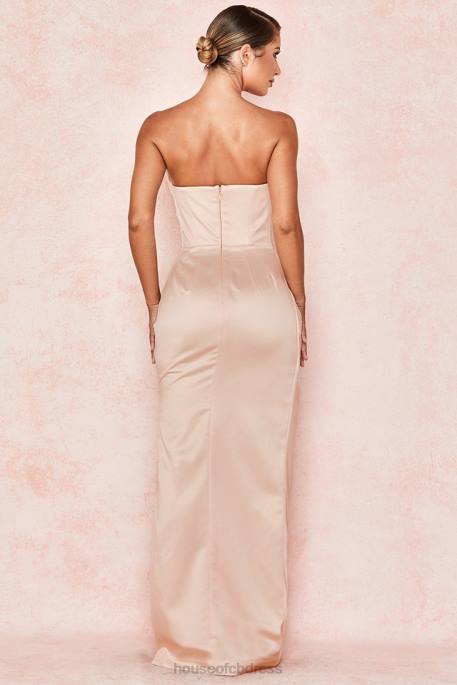 House of CB Adrienne Champagne Satin Strapless Gown Clothing 4H6N622
