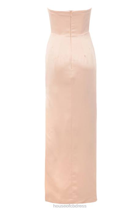 House of CB Adrienne Champagne Satin Strapless Gown Clothing 4H6N622