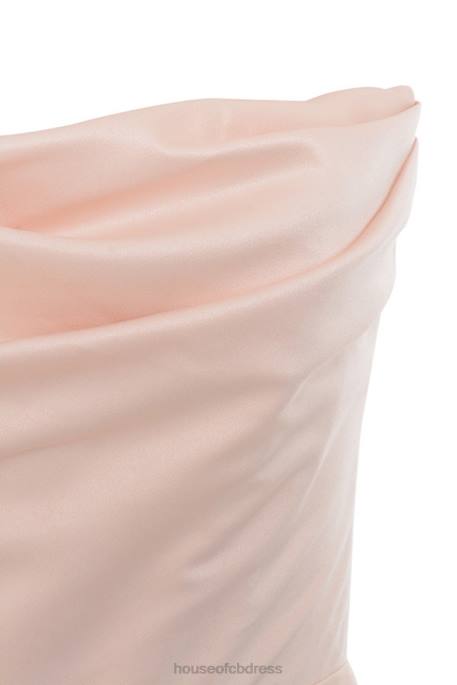 House of CB Adrienne Champagne Satin Strapless Gown Clothing 4H6N622