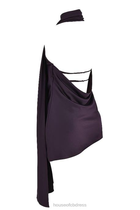 House of CB Aida Night Shade Asymmetric Wrap Neck Dress Clothing 4H6N396