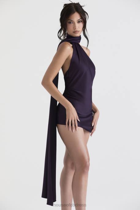 House of CB Aida Night Shade Asymmetric Wrap Neck Dress Clothing 4H6N396