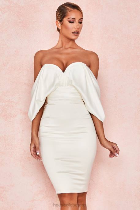 House of CB Aisha Ivory Satin Strapless Dress Clothing 4H6N628