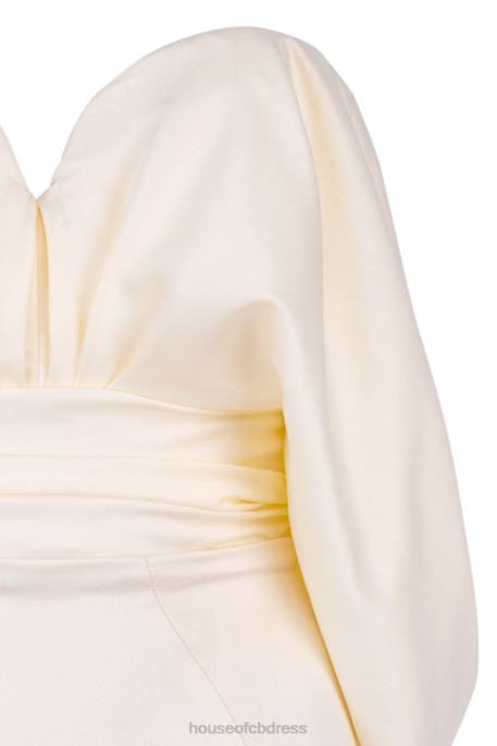 House of CB Aisha Ivory Satin Strapless Dress Clothing 4H6N628