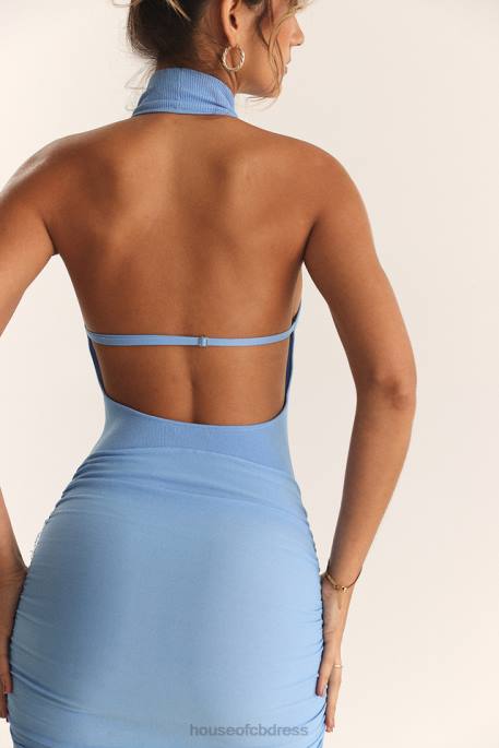 House of CB Anura Soft Blue Knit Halter Dress Clothing 4H6N198