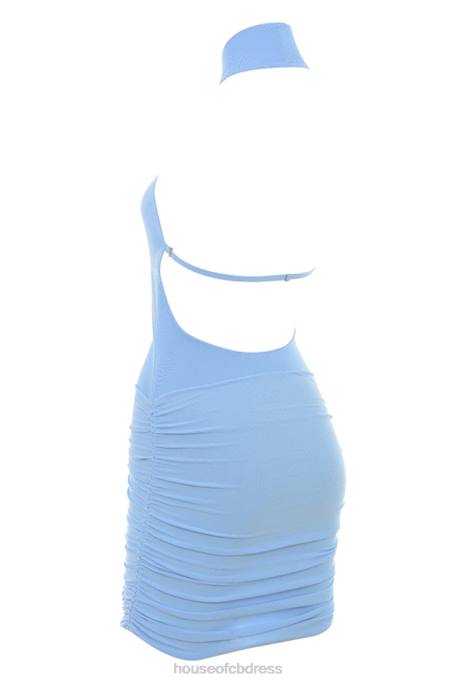 House of CB Anura Soft Blue Knit Halter Dress Clothing 4H6N198