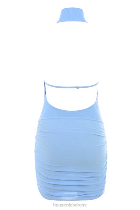 House of CB Anura Soft Blue Knit Halter Dress Clothing 4H6N198