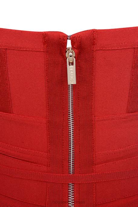 House of CB Belice Red Tie Waist Bandage Dress Clothing 4H6N637