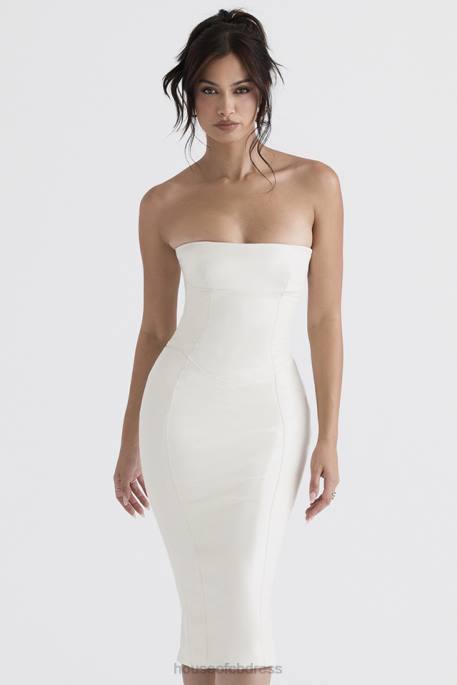 House of CB Camilla Ivory Vegan Leather Strapless Dress Clothing 4H6N381