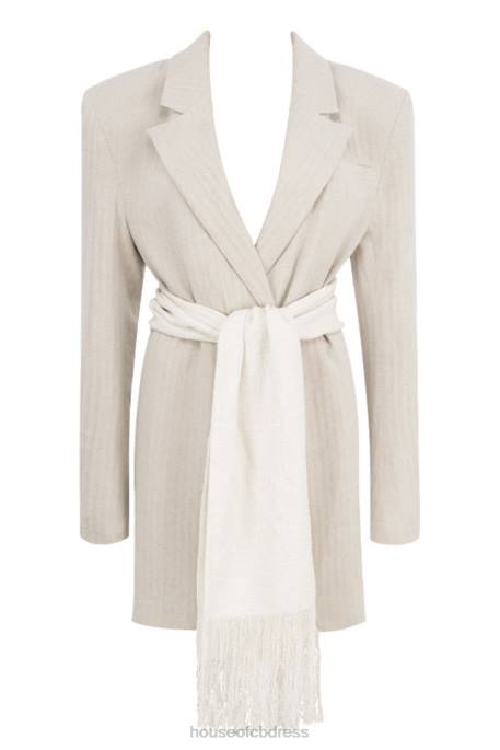 House of CB Colette Natural Linen Blend Blazer Dress Clothing 4H6N606
