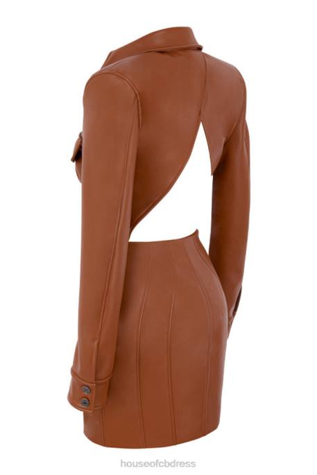House of CB Crystal Tan Backless Blazer Dress Clothing 4H6N597
