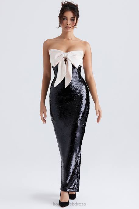 House of CB Holly Black Sequin Strapless Bow Dress Clothing 4H6N341