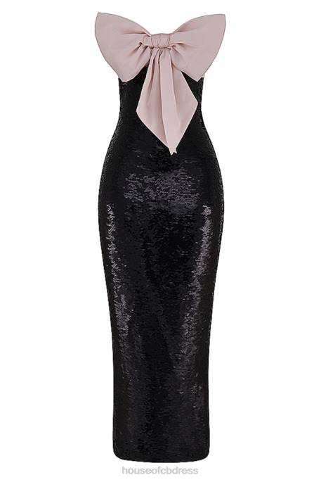 House of CB Holly Black Sequin Strapless Bow Dress Clothing 4H6N341