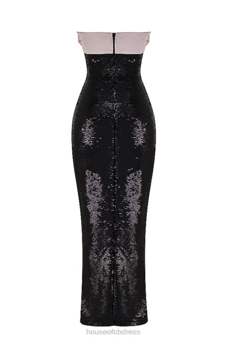 House of CB Holly Black Sequin Strapless Bow Dress Clothing 4H6N341
