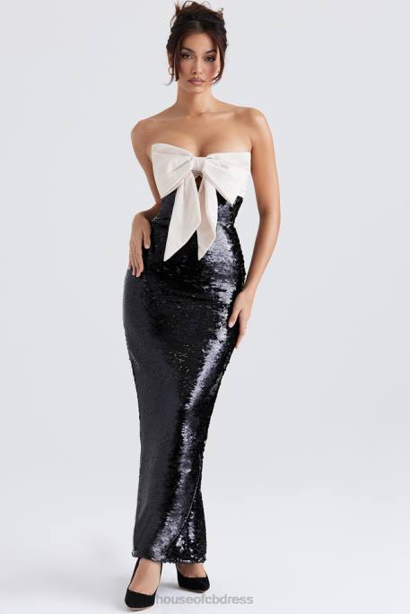 House of CB Holly Black Sequin Strapless Bow Dress Clothing 4H6N341