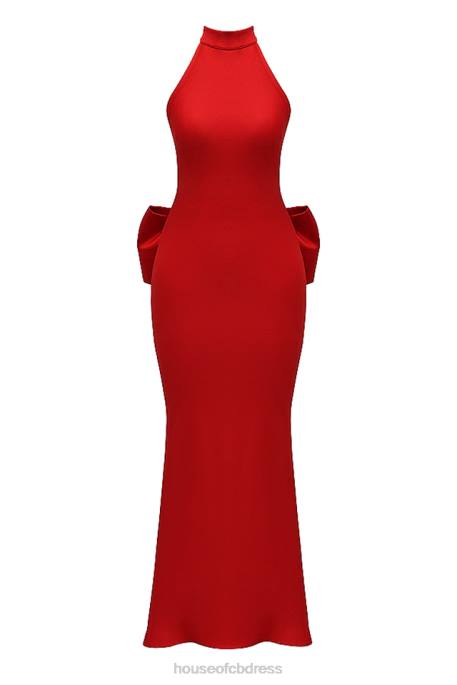 House of CB Ilaria Red Bow Halter Dress Clothing 4H6N349
