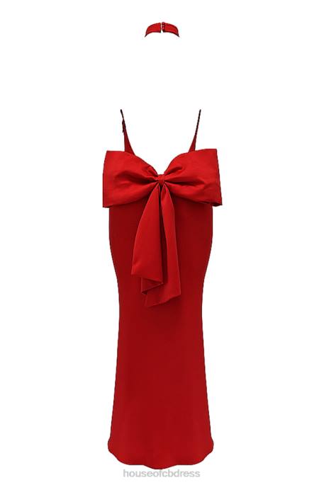 House of CB Ilaria Red Bow Halter Dress Clothing 4H6N349