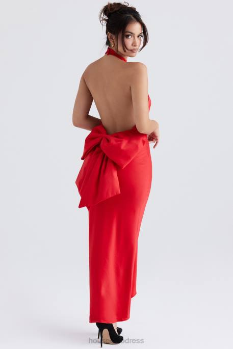 House of CB Ilaria Red Bow Halter Dress Clothing 4H6N349