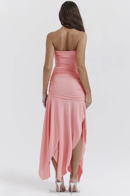 House of CB Ivana Apricot Gathered Asymmetric Dress Clothing 4H6N209