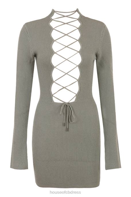 House of CB Jada Artichoke Knit Lace Up Dress Clothing 4H6N374