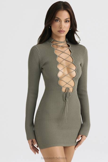 House of CB Jada Artichoke Knit Lace Up Dress Clothing 4H6N374