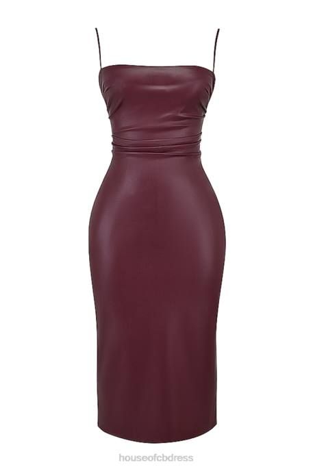 House of CB Jalena Mulberry Vegan Leather Lace Back Dress Clothing 4H6N165