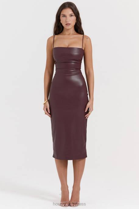 House of CB Jalena Mulberry Vegan Leather Lace Back Dress Clothing 4H6N165