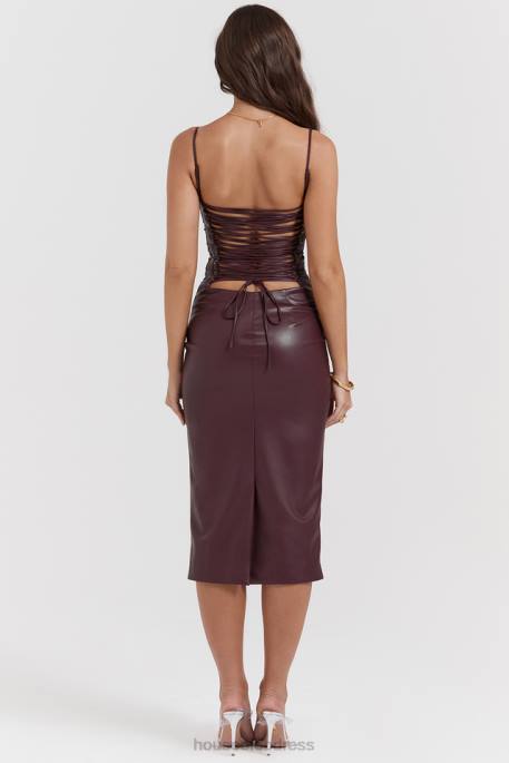 House of CB Jalena Mulberry Vegan Leather Lace Back Dress Clothing 4H6N165