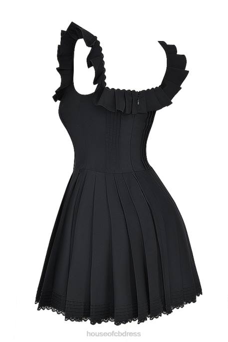 House of CB Jemima Black Pin Tuck Pleated Dress Clothing 4H6N216