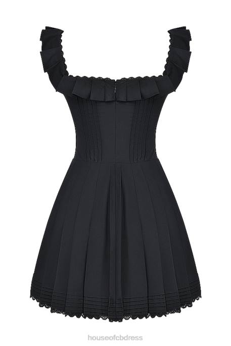 House of CB Jemima Black Pin Tuck Pleated Dress Clothing 4H6N216