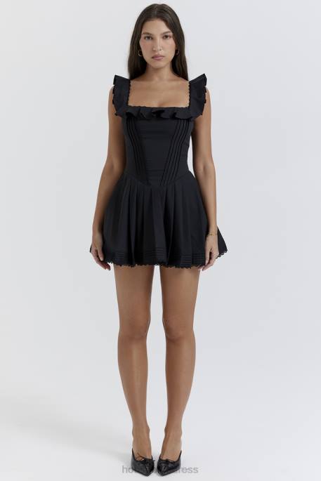 House of CB Jemima Black Pin Tuck Pleated Dress Clothing 4H6N216