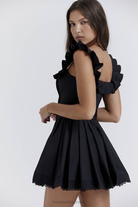 House of CB Jemima Black Pin Tuck Pleated Dress Clothing 4H6N216