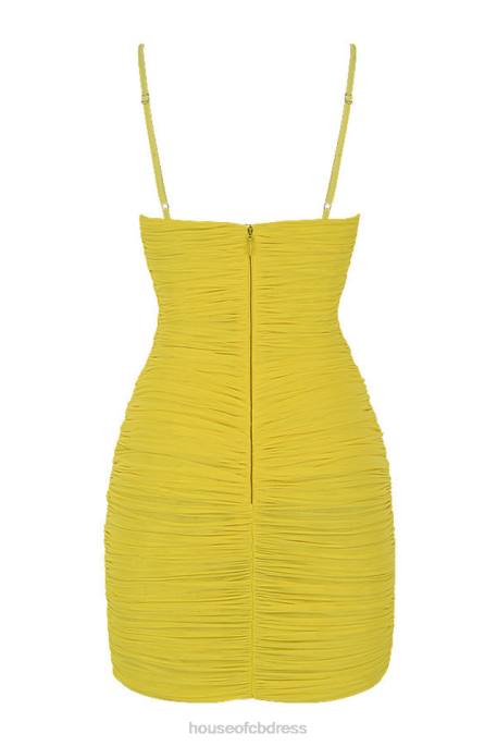House of CB Mistress Rocks Spotlight Lemon Plunge Mesh Dress Clothing 4H6N578