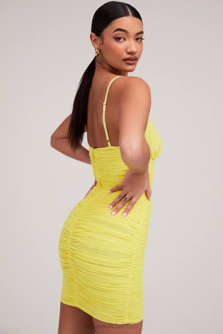 House of CB Mistress Rocks Spotlight Lemon Plunge Mesh Dress Clothing 4H6N578
