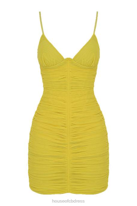 House of CB Mistress Rocks Spotlight Lemon Plunge Mesh Dress Clothing 4H6N578