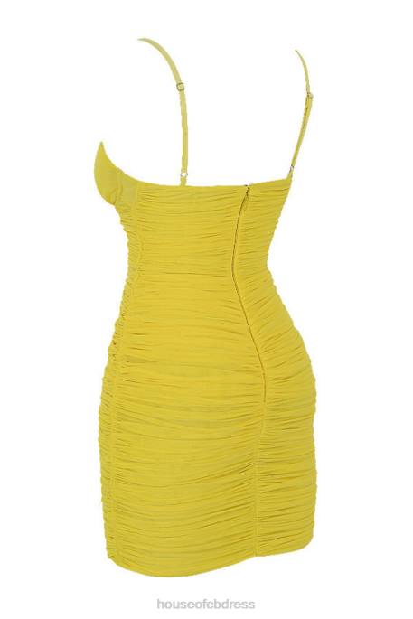 House of CB Mistress Rocks Spotlight Lemon Plunge Mesh Dress Clothing 4H6N578