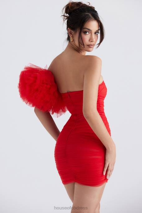 House of CB Noelle Scarlet Ruffle Sleeve Dress Clothing 4H6N358