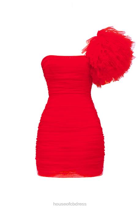 House of CB Noelle Scarlet Ruffle Sleeve Dress Clothing 4H6N358